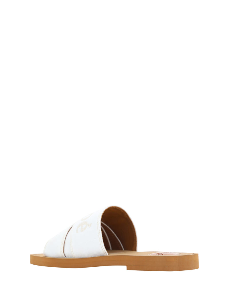 Chloé CHC23A188FB_104 Sandales ÉléGantes en Coton Blanc