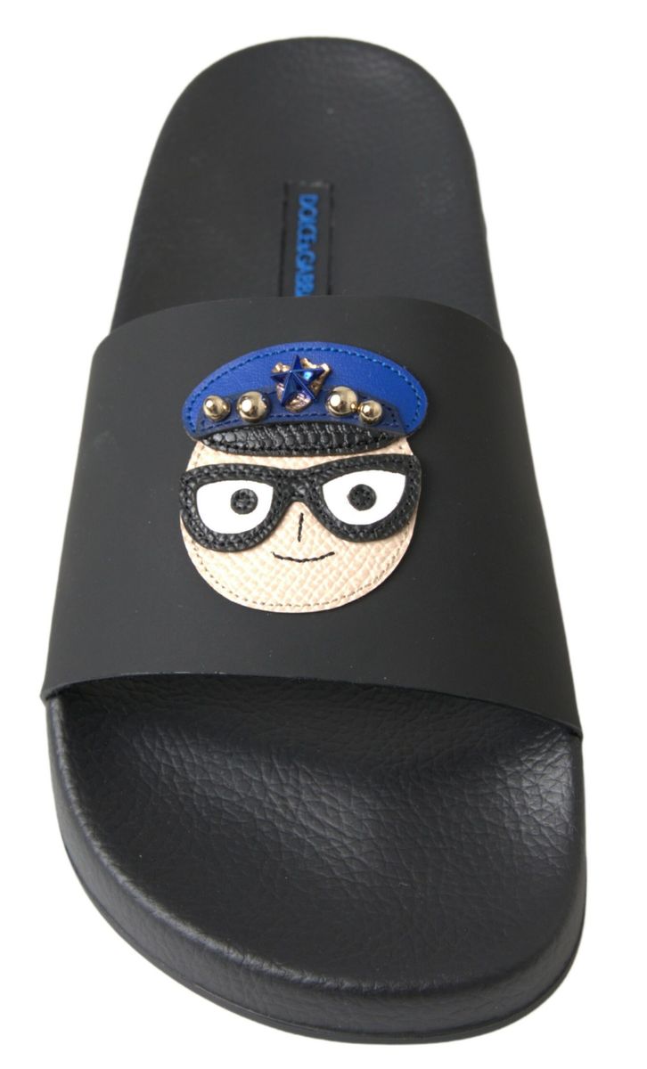 Dolce & Gabbana Black Slides Sandals - Saint Barth Collection
