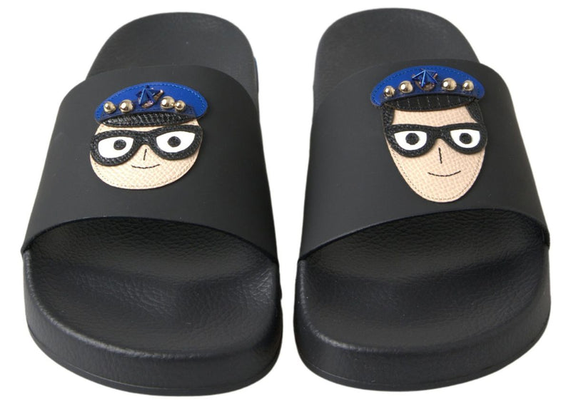 Dolce & Gabbana Black Slides Sandals - Saint Barth Collection