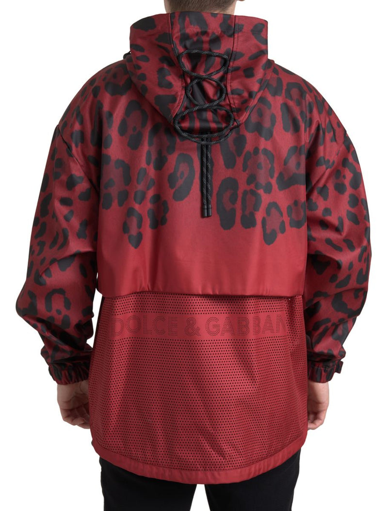 Manteau de pluie à capuche rouge léopard Dolce & Gabbana