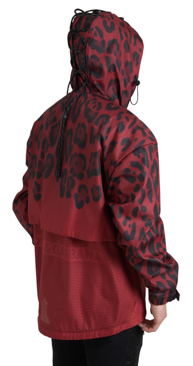 Manteau de pluie à capuche rouge léopard Dolce & Gabbana