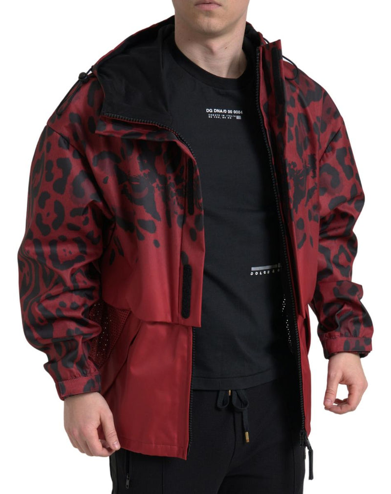 Manteau de pluie à capuche rouge léopard Dolce & Gabbana