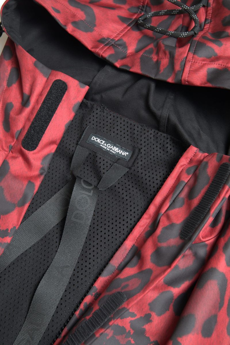 Manteau de pluie à capuche rouge léopard Dolce & Gabbana