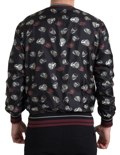 Dolce & Gabbana Zwarte Crewneck Trui van Zijde met Ringmotief