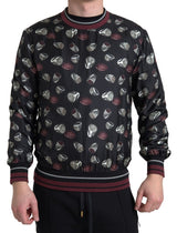Pull en soie à col rond noir avec imprimé anneau de Dolce &amp; Gabbana