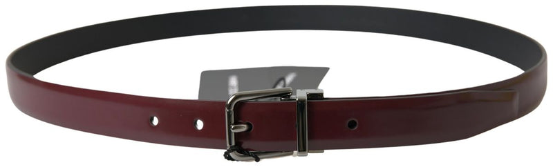 Ceinture Dolce &amp; Gabbana en cuir bordeaux avec boucle en métal argenté