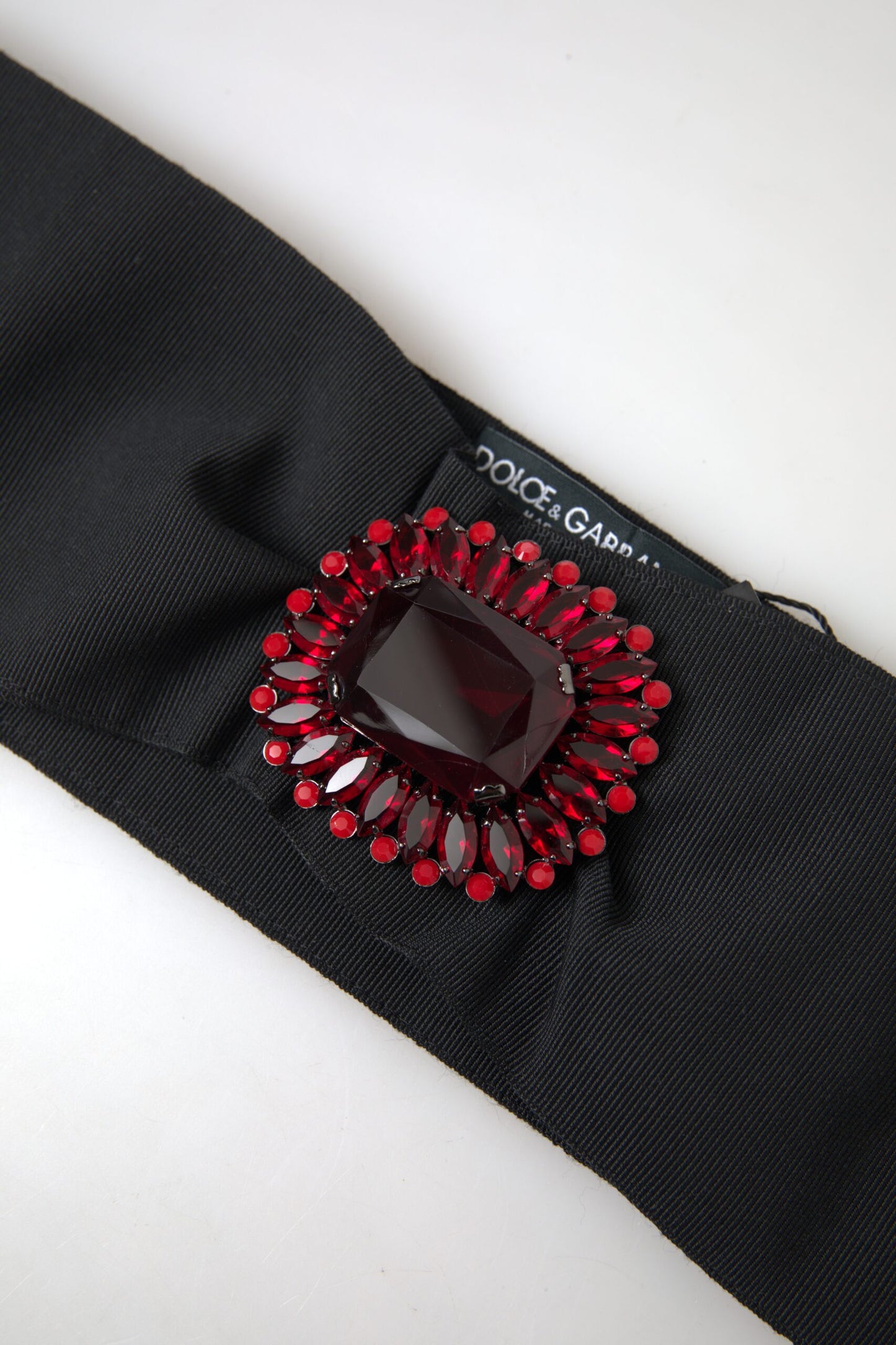 Dolce & Gabbana Zwarte Kristallen Messing Brede Taille Runway Riem