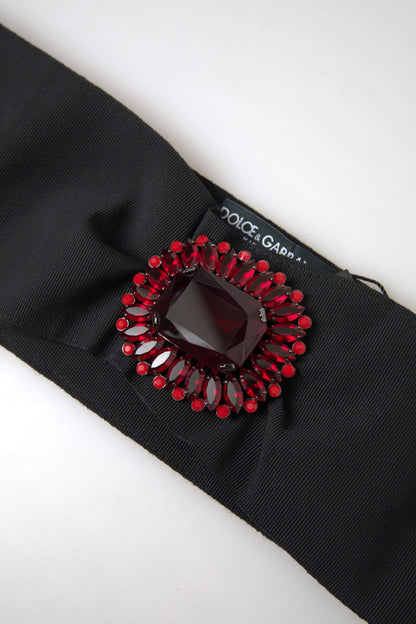 Dolce & Gabbana Zwarte Kristallen Messing Brede Taille Runway Riem