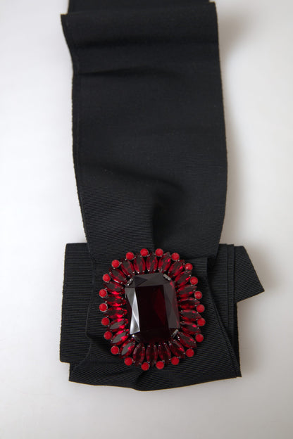 Dolce & Gabbana Zwarte Kristallen Messing Brede Taille Runway Riem