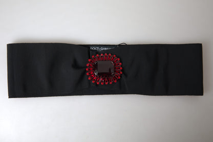 Dolce & Gabbana Zwarte Kristallen Messing Brede Taille Runway Riem