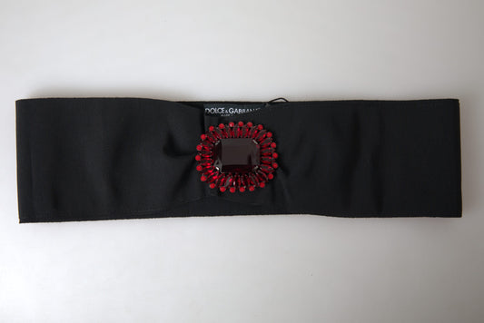 Dolce & Gabbana Zwarte Kristallen Messing Brede Taille Runway Riem