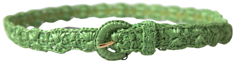 Dolce & Gabbana Ceinture Fine Tressée en Viscose Verte 70 cm