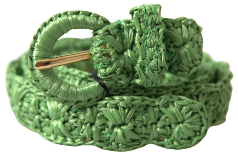 Dolce & Gabbana Ceinture Fine Tressée en Viscose Verte 70 cm