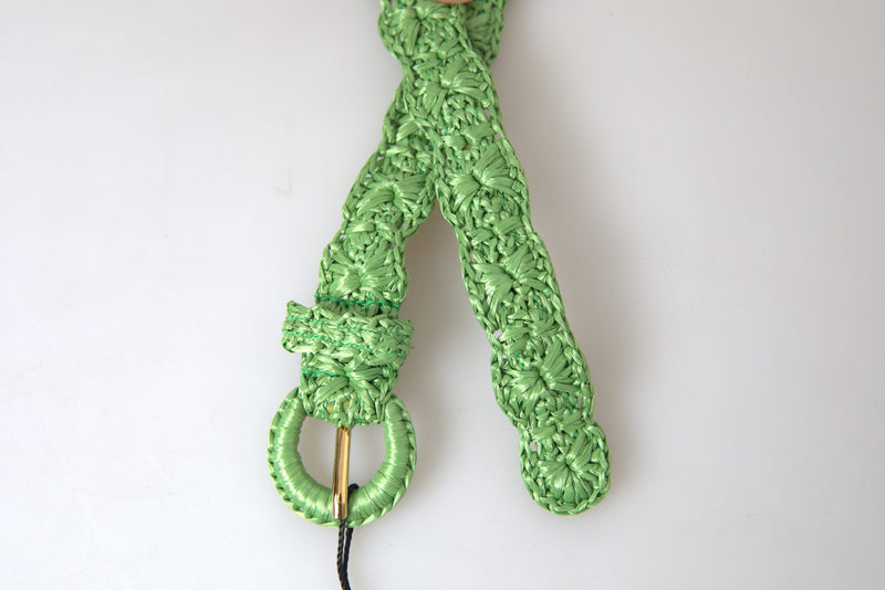Dolce & Gabbana Ceinture Fine Tressée en Viscose Verte 70 cm