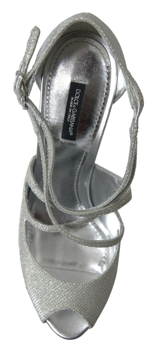 Dolce & Gabbana Silver Shimmers Sandals - Élégantes Talons Hauts