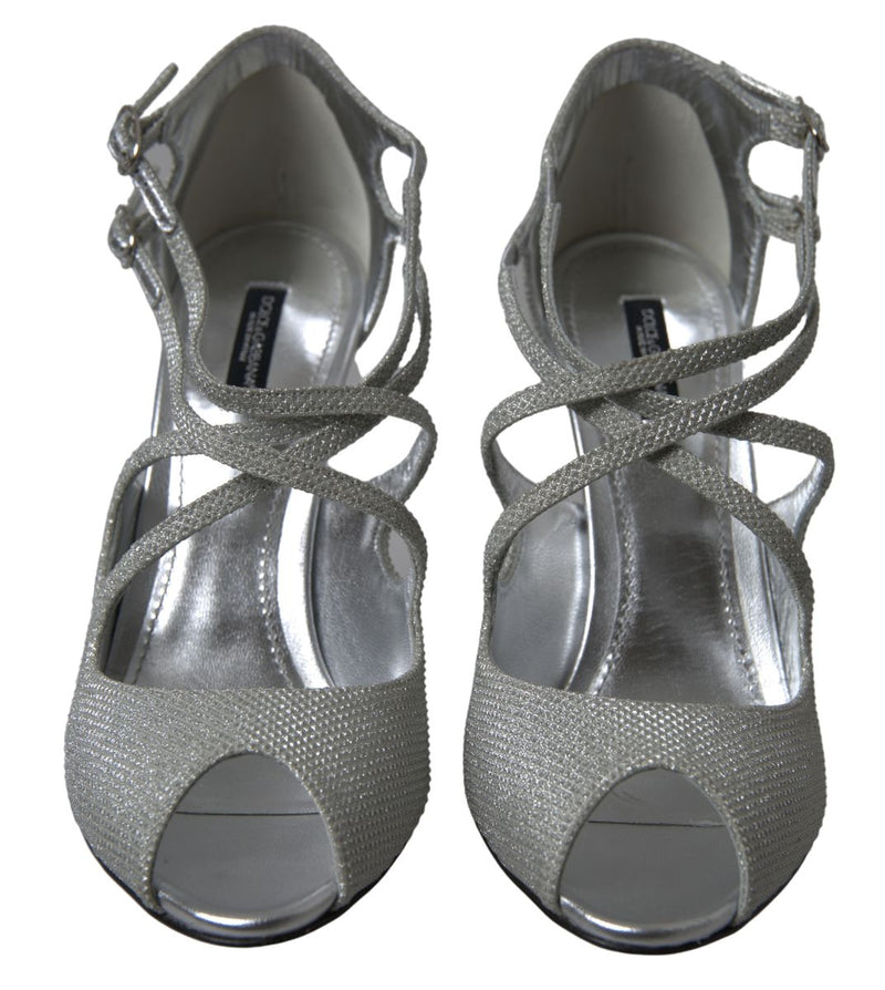 Dolce & Gabbana Silver Shimmers Sandals - Élégantes Talons Hauts