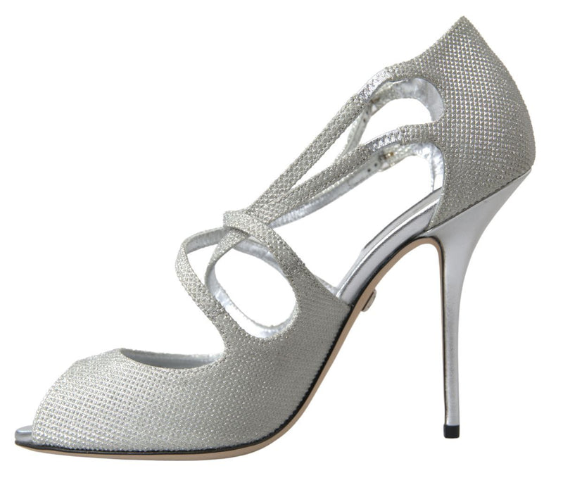 Dolce & Gabbana Silver Shimmers Sandals - Élégantes Talons Hauts