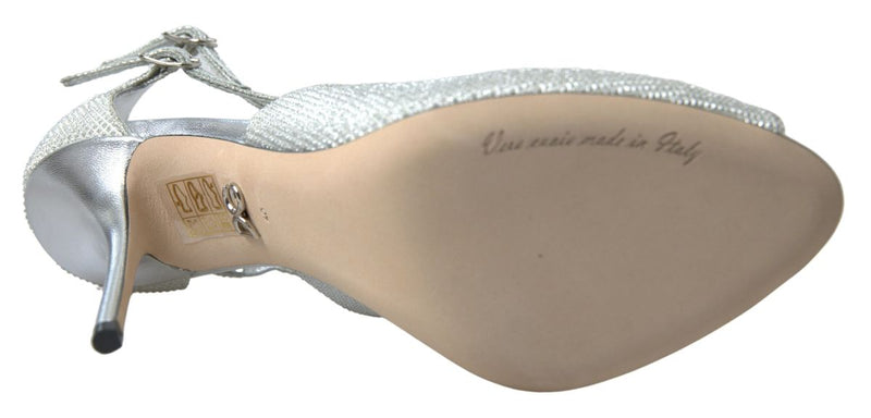 Dolce & Gabbana Silver Shimmers Sandals - Élégantes Talons Hauts