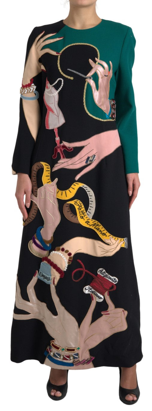 Robe Maxi A-line à Manches Longues Multicolore Dolce & Gabbana