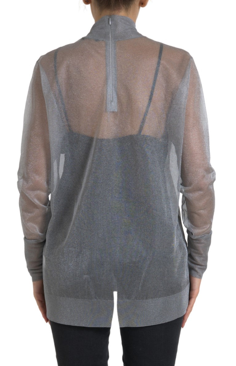 Dolce & Gabbana Blouse Top Turtleneck en Maille Grise