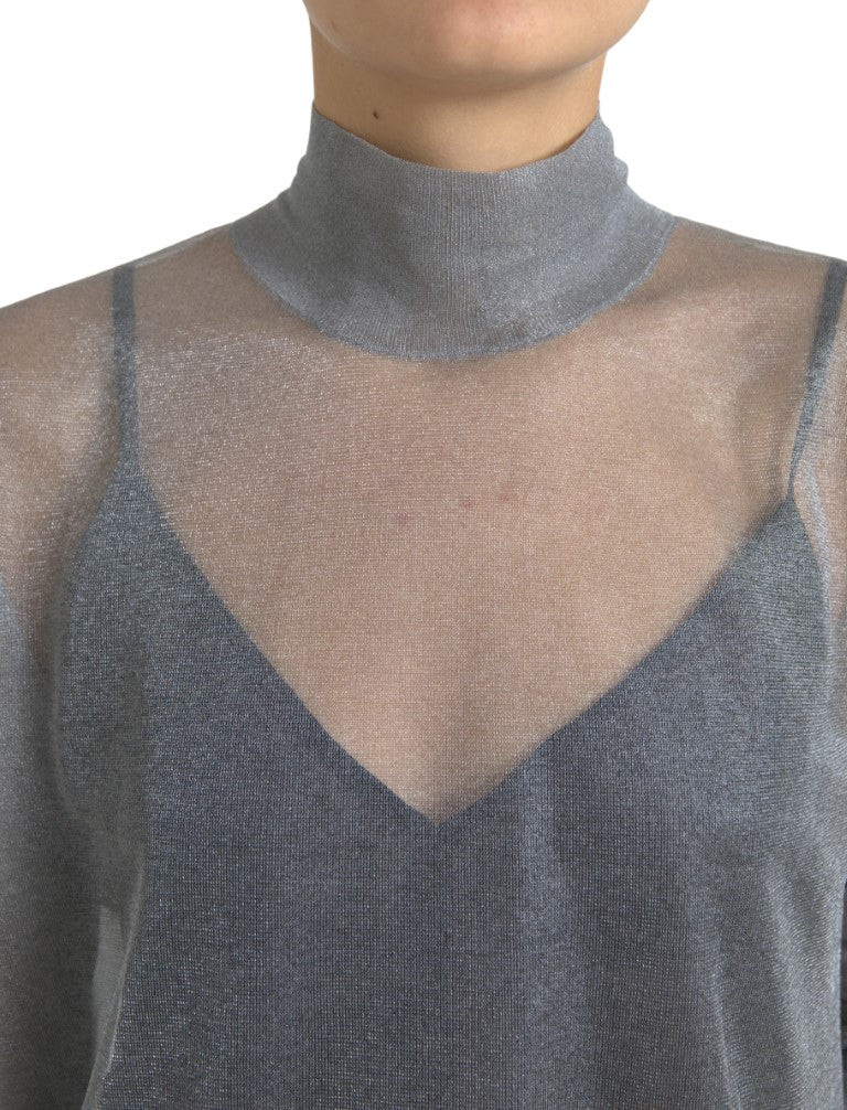 Dolce & Gabbana Blouse Top Turtleneck en Maille Grise