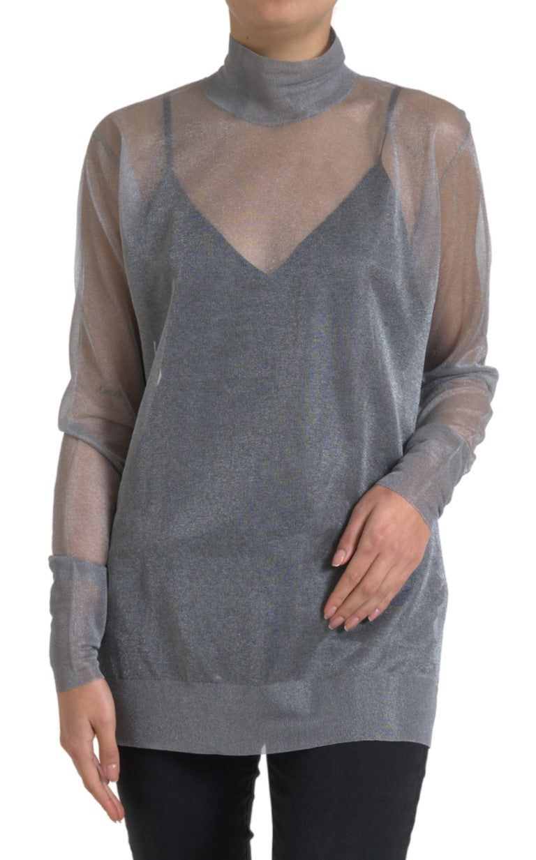 Dolce & Gabbana Blouse Top Turtleneck en Maille Grise