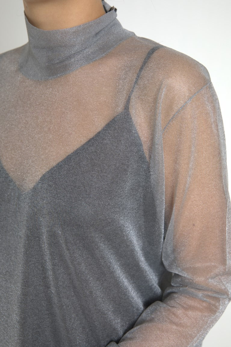 Dolce & Gabbana Blouse Top Turtleneck en Maille Grise