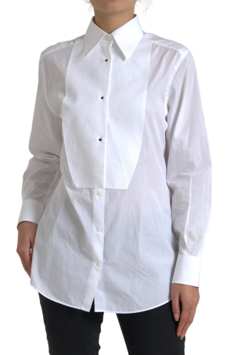 Dolce & Gabbana Chemise à Col Longues Manches en Coton - Blanche