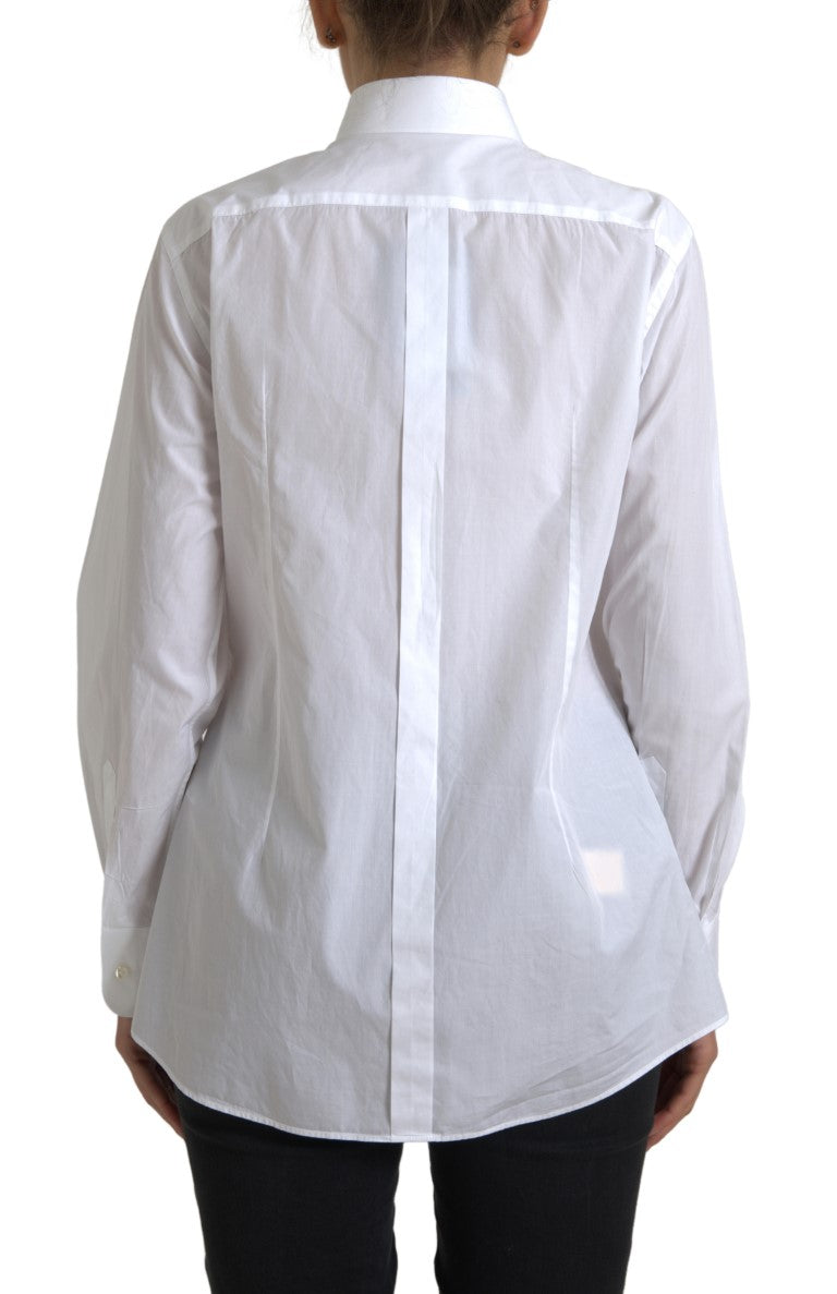 Dolce & Gabbana Chemise à Col Longues Manches en Coton - Blanche