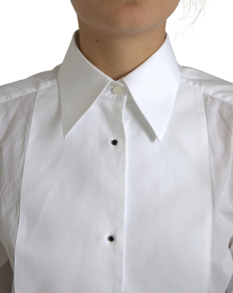 Dolce & Gabbana Chemise à Col Longues Manches en Coton - Blanche