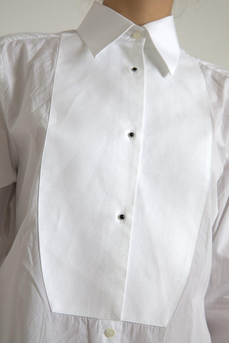 Dolce & Gabbana Chemise à Col Longues Manches en Coton - Blanche
