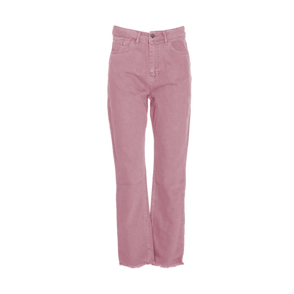 Jeans Hinnominate Chic à taille haute, coupe délavée, couleur rose.