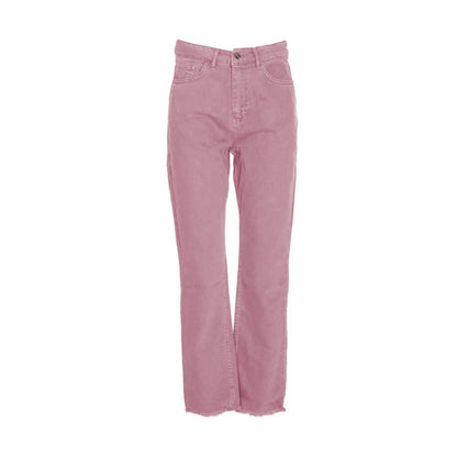 Jeans Hinnominate Chic à taille haute, coupe délavée, couleur rose.