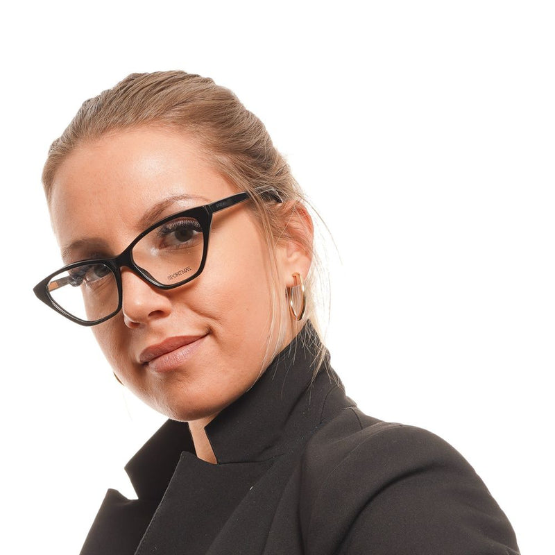 Sportmax Black Women Glasses Frame - Elegant Butterfly Design