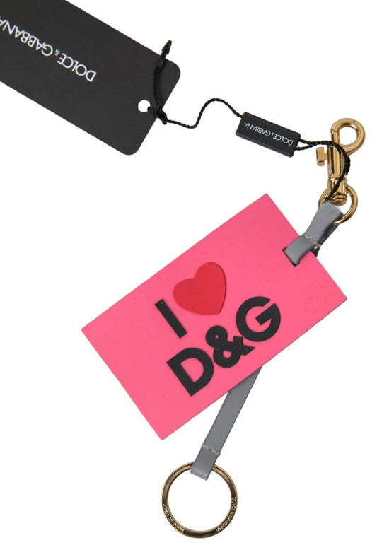 Dolce & Gabbana roze siliconen DG logo gouden messing sleutelhanger dames sleutelhanger