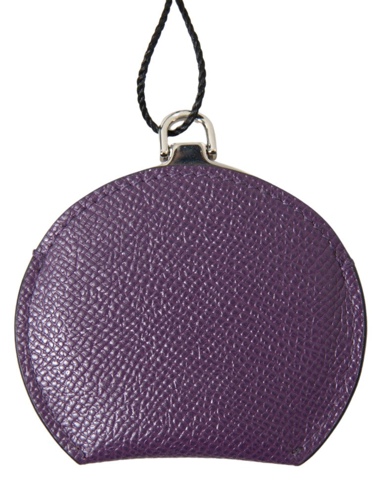 Dolce & Gabbana Porte-Miroir Rond en Cuir de Veau Violet