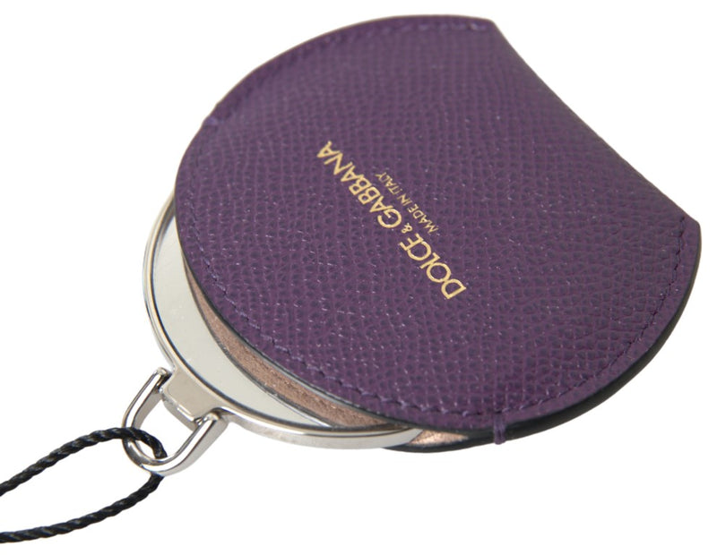 Dolce & Gabbana Porte-Miroir Rond en Cuir de Veau Violet