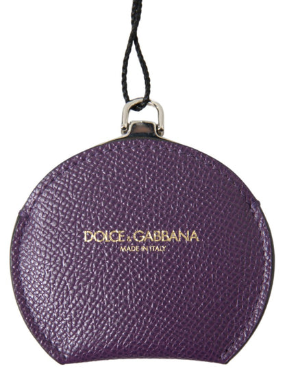 Dolce & Gabbana Paarse Kalfsleren Ronde Handspiegelhouder