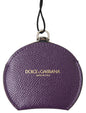 Dolce & Gabbana Paarse Kalfsleren Ronde Handspiegelhouder