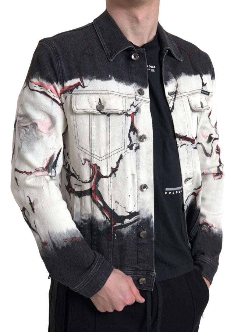 Veste en jean à col montant en coton multicolore de Dolce & Gabbana
