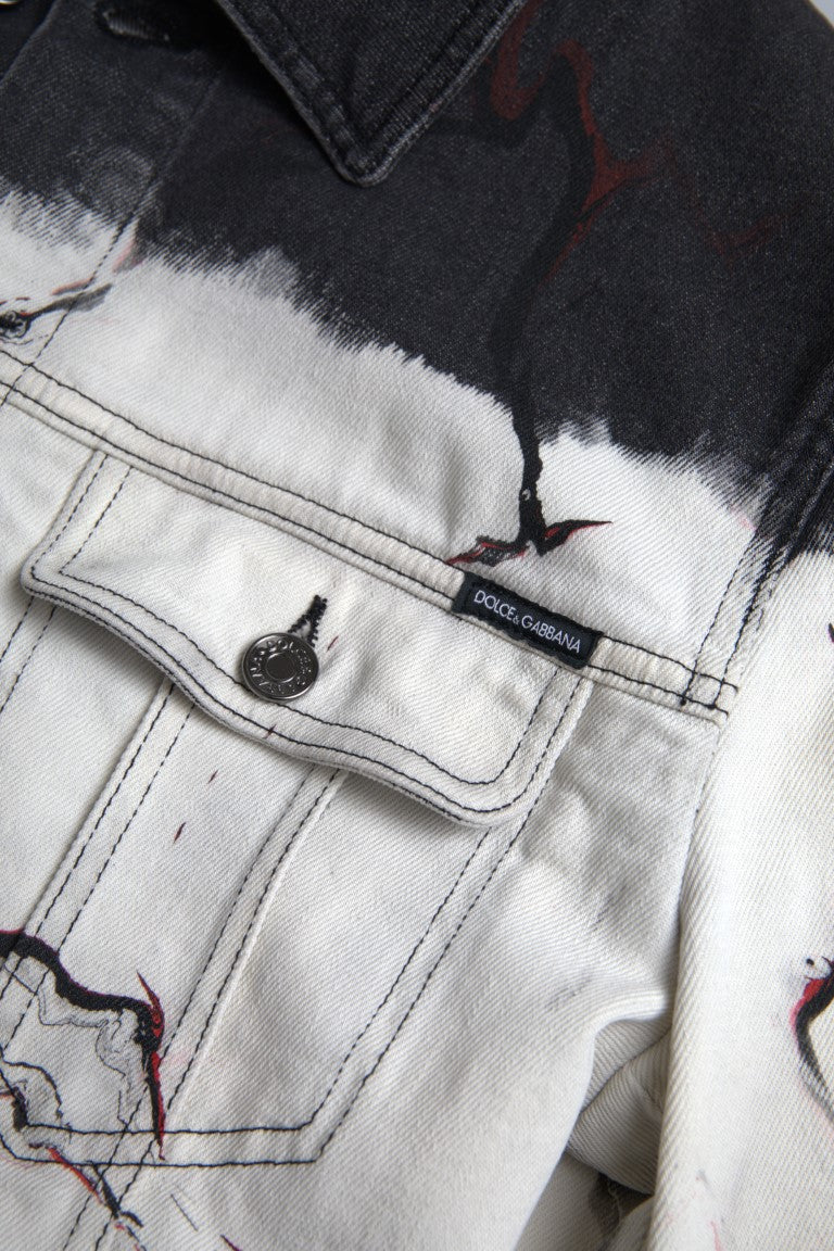 Veste en jean à col montant en coton multicolore de Dolce & Gabbana