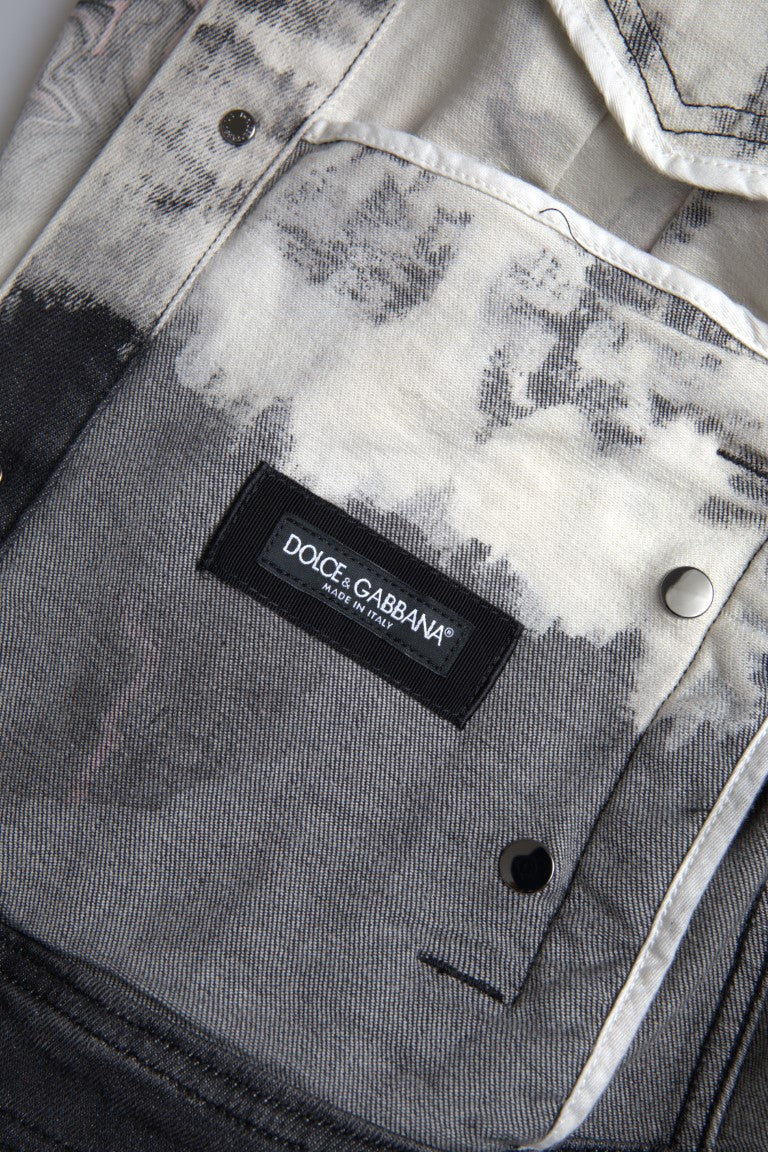 Veste en jean à col montant en coton multicolore de Dolce & Gabbana