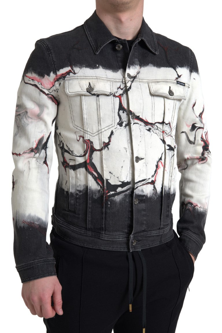 Veste en jean à col montant en coton multicolore de Dolce & Gabbana