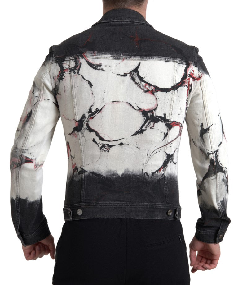 Veste en jean à col montant en coton multicolore de Dolce & Gabbana