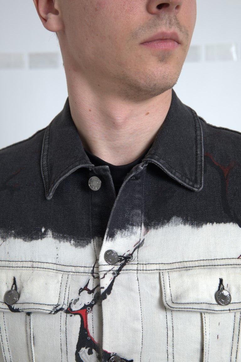 Veste en jean à col montant en coton multicolore de Dolce & Gabbana