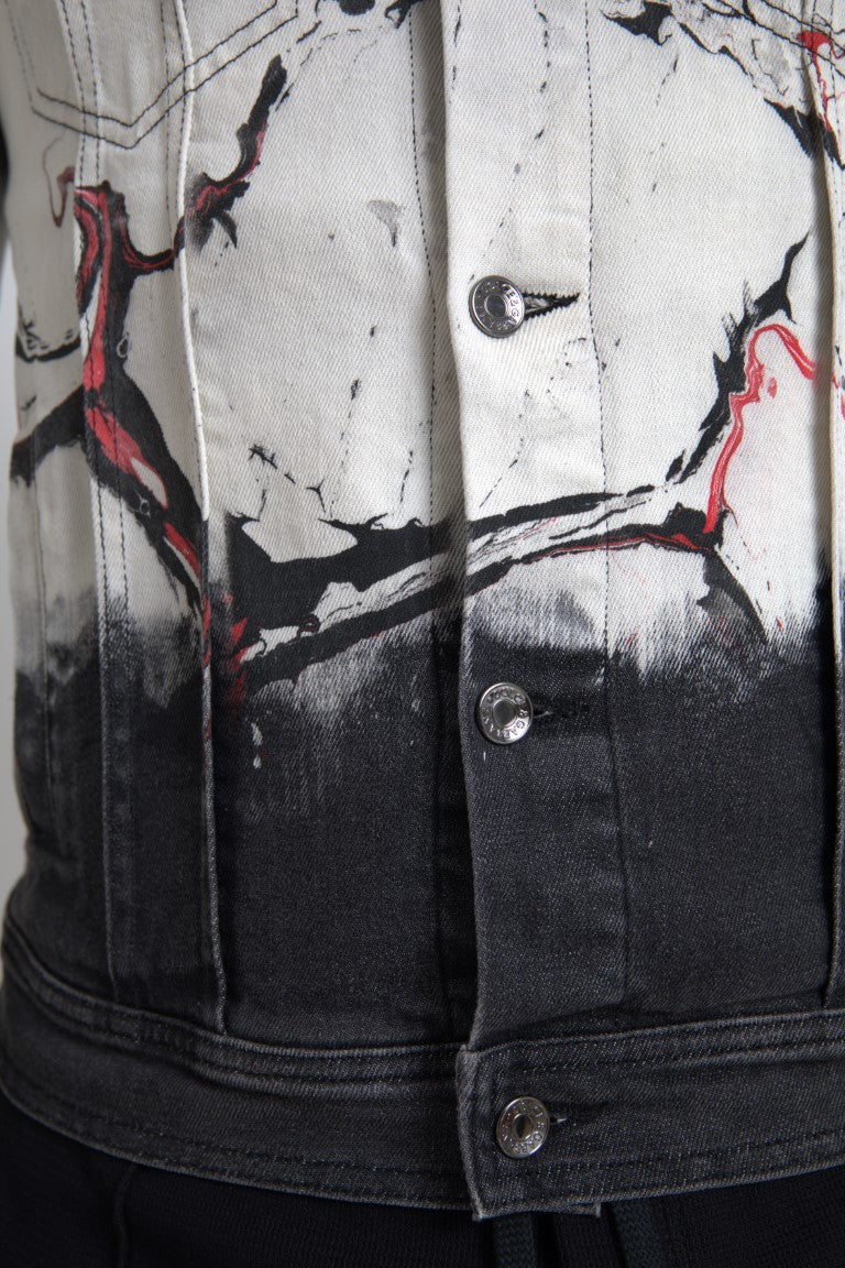 Veste en jean à col montant en coton multicolore de Dolce & Gabbana