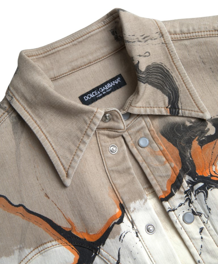 Chemise en jean à col et manches multicolores en coton de Dolce &amp; Gabbana