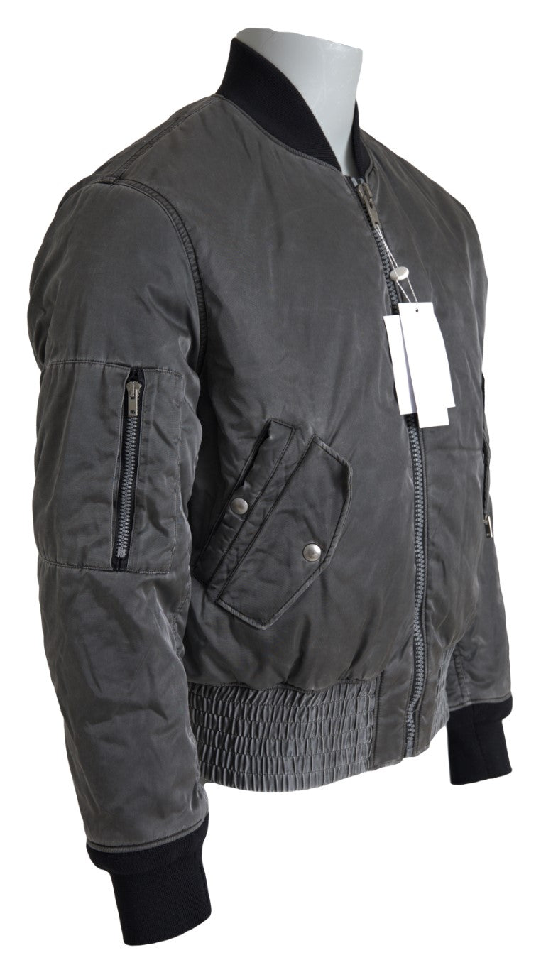 Veste bomber grise à manches zippées MM6 Maison Margiela