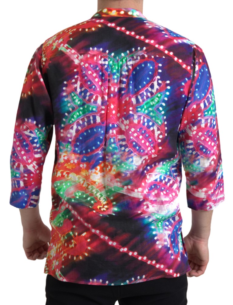 Chemise en lin à imprimé Luminarie multicolore de Dolce &amp; Gabbana