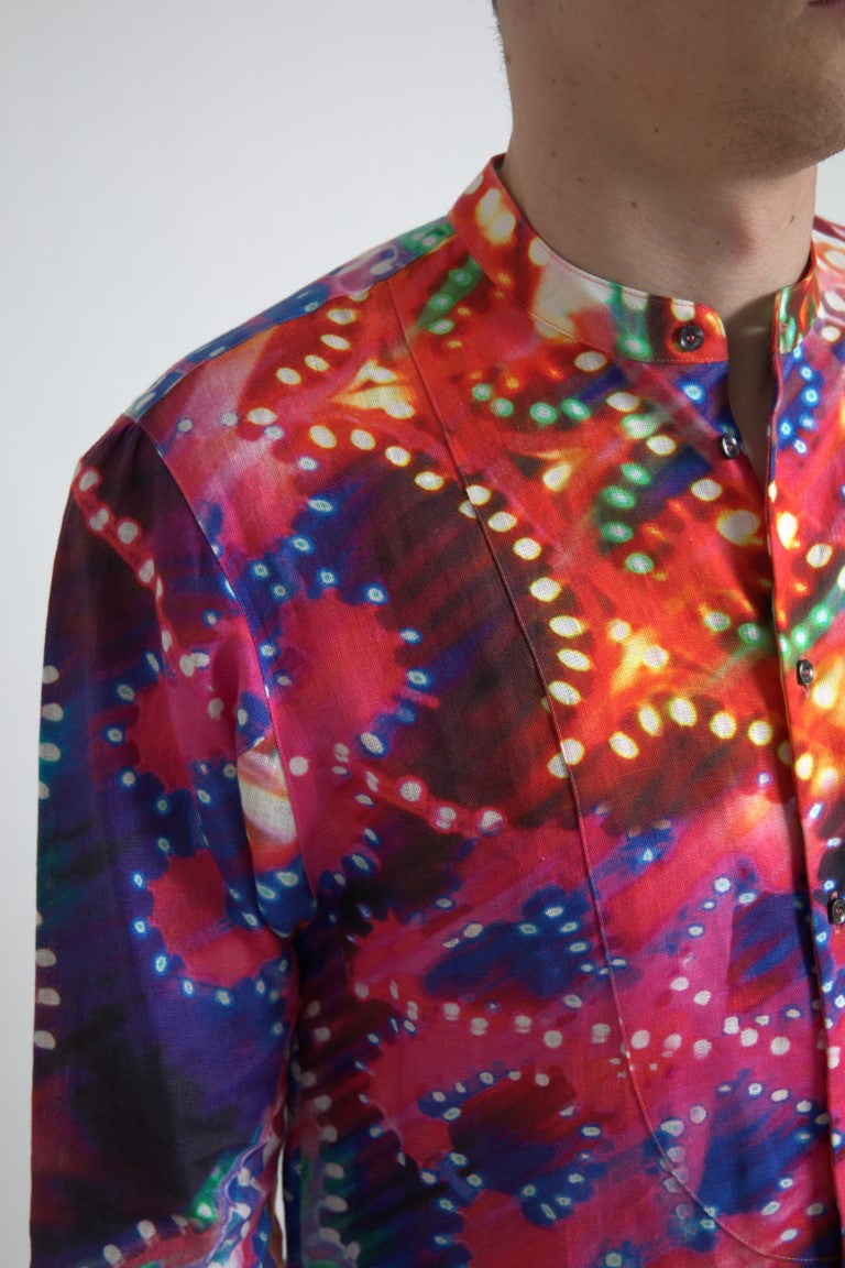 Chemise en lin à imprimé Luminarie multicolore de Dolce &amp; Gabbana